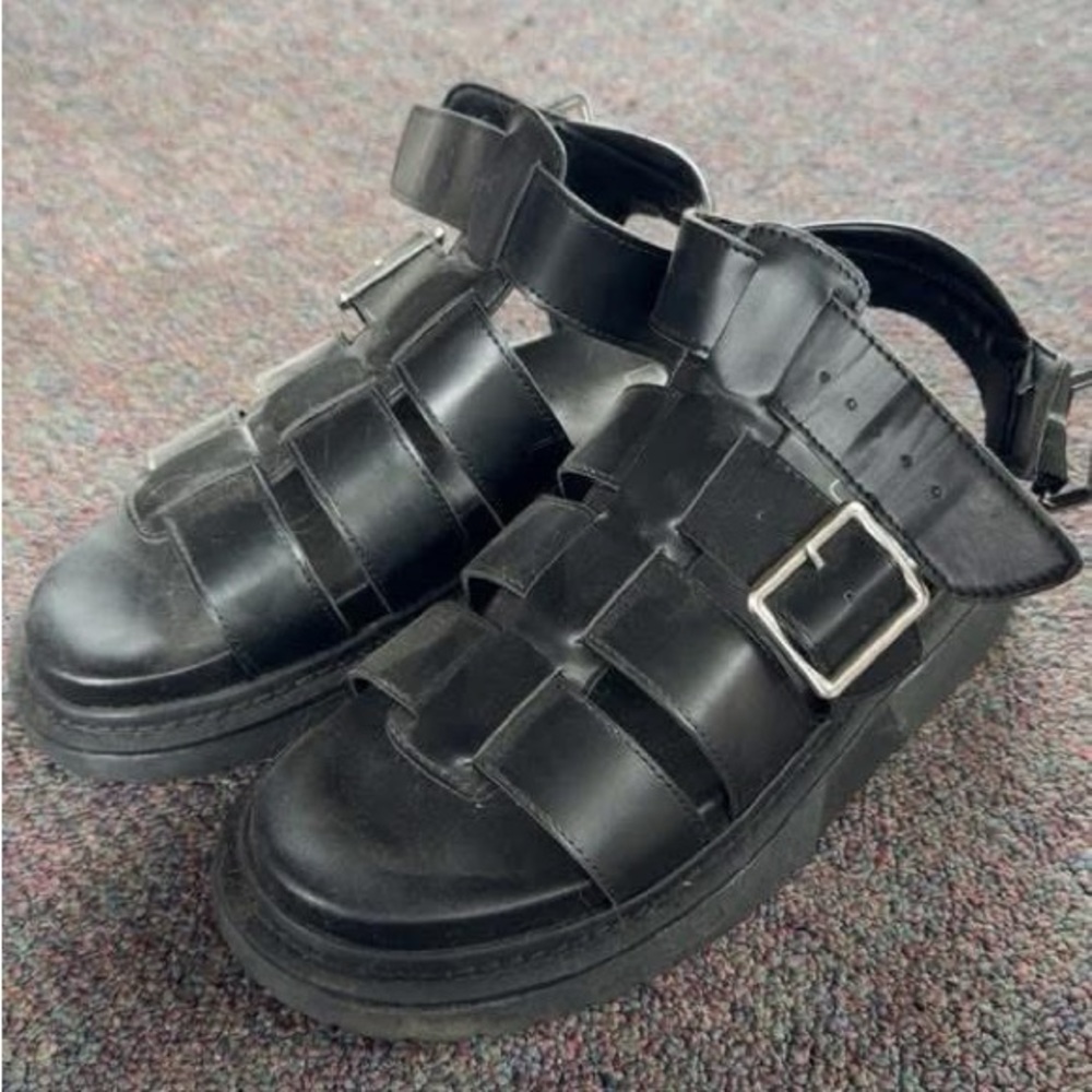 Black Strappy Sandals with Buckle
